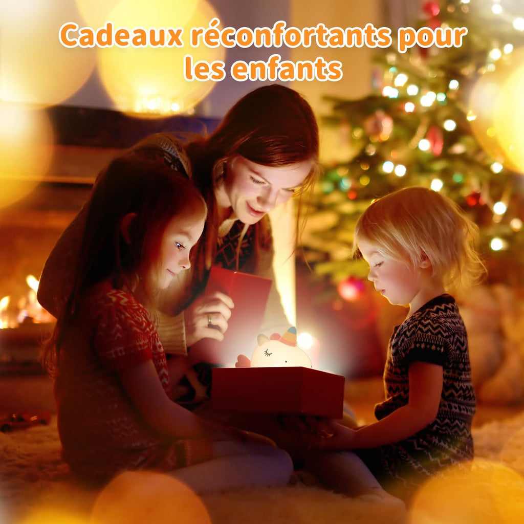 VIVREAL Veilleuse licorne pour enfants Silicone LED à intensité variable Souple Rechargeable Tactile Blanc