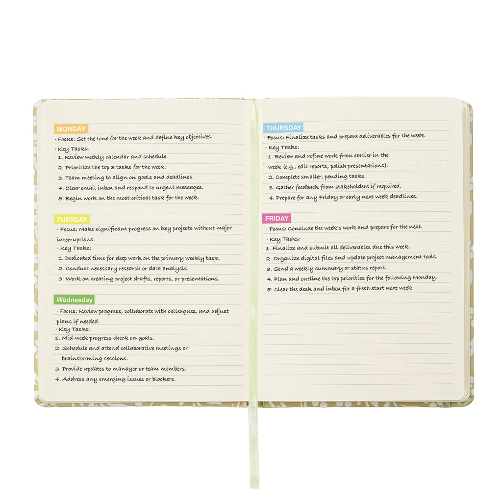 Jubiluu Carnet ligné A5 à couverture rigide en tissu floral - 96 feuilles (papier offset 100 g), marque-page et bande élastique - Journal ligné crème classique pour écriture, école
