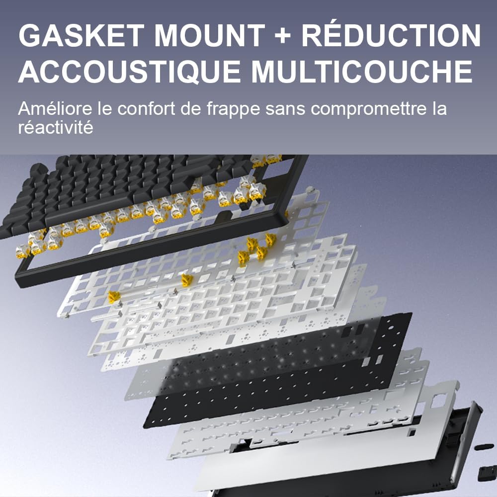 Hator Clavier Gamer sans fil magnétique Skyfall 65 Mag Ultima 8K TKL RGB - Noir