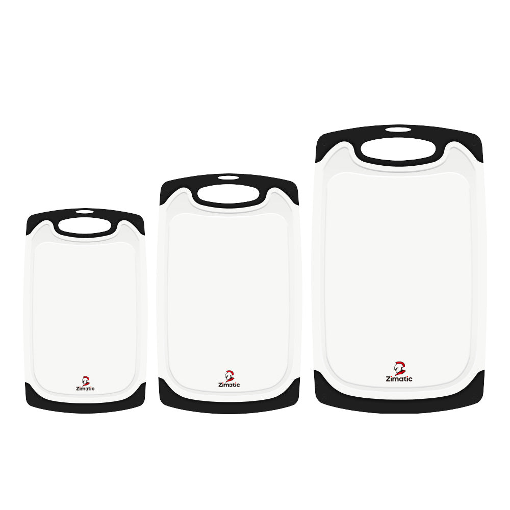 Zimatic Ensemble de planches à découper de cuisine, planches durables sans BPA avec rigoles profondes pour jus, poignée antidérapante, faciles à nettoyer et compatibles lave-vaisselle