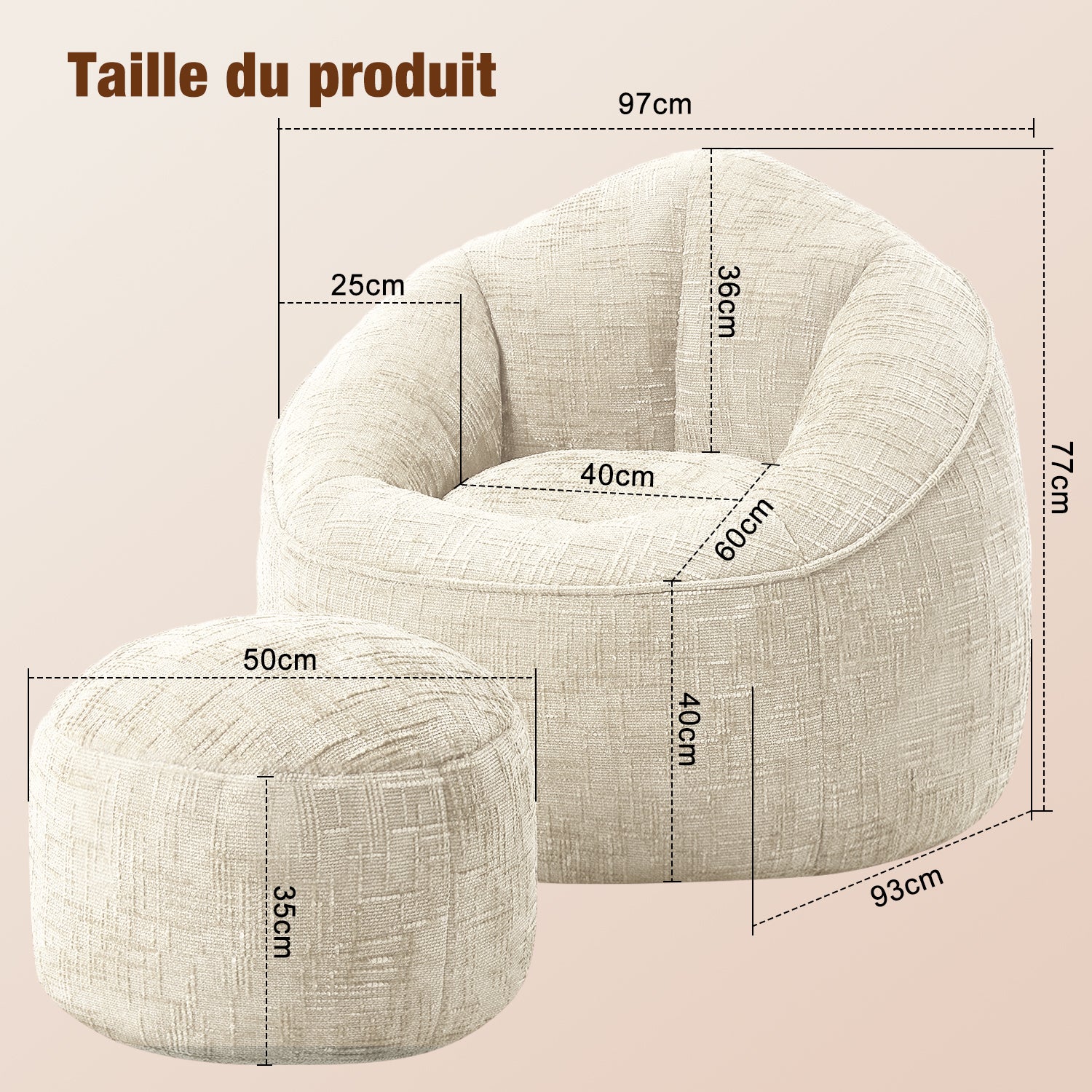 GTIMEX Fauteuil, Canapé Gamer avec Repose-pieds, 97 x 93 x 77 cm, Capacité de charge statique : 135 kg, Doux et résistant, avec garnissage en mousse à mémoire de forme granulaire
