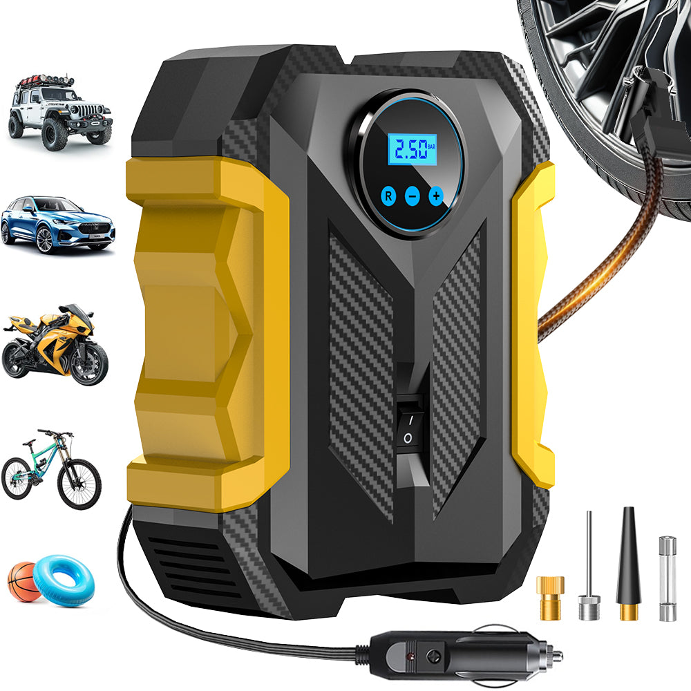 Carsun 150PSI Pompe intelligente 12 V, 150 psi avec écran numérique, éclairage LED, câble de 3 m