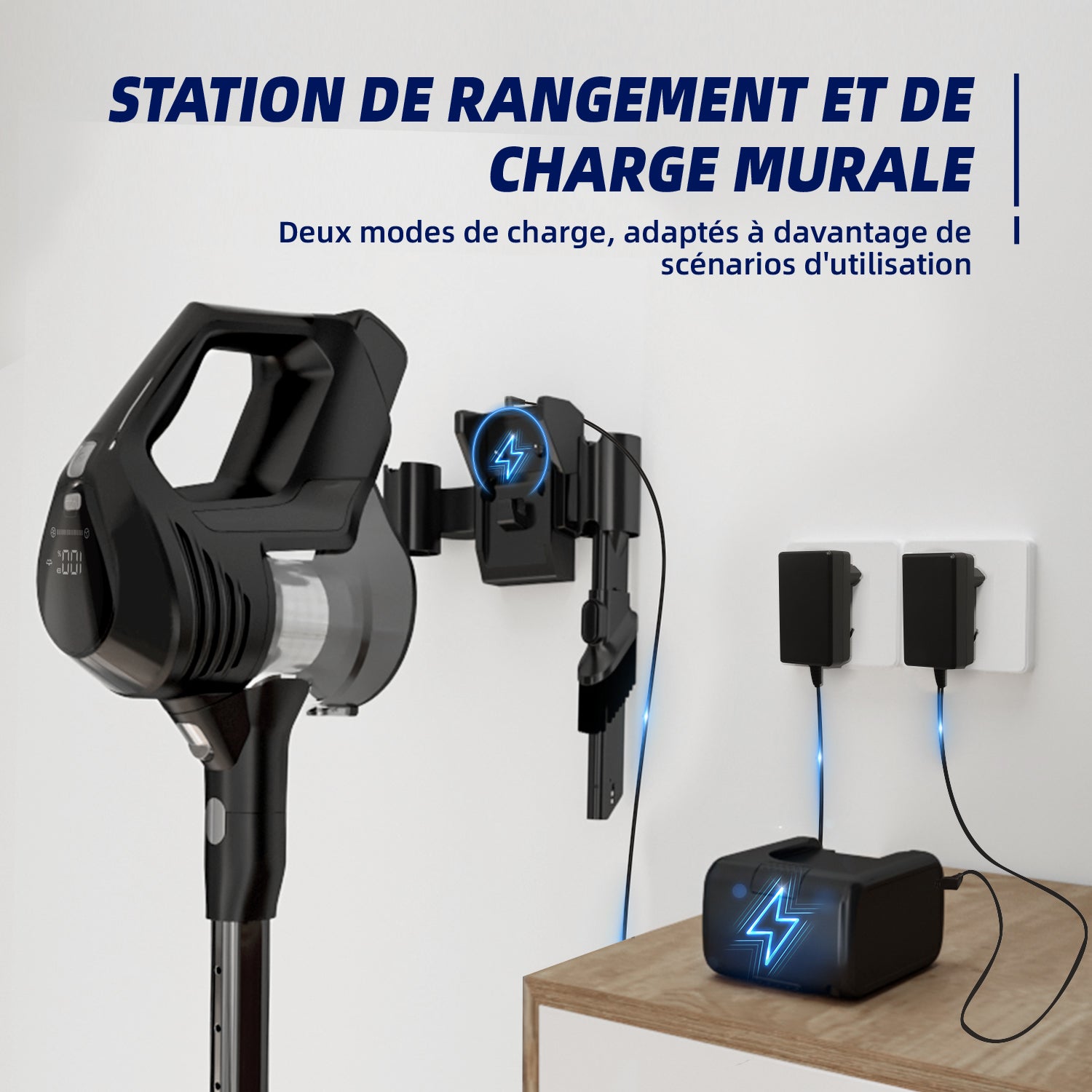 Daynee Aspirateur sans fil 58 kPa aspiration puissante avec écran d'affichage filtration HEPA*4 pour poils d'animaux tapis sols durs