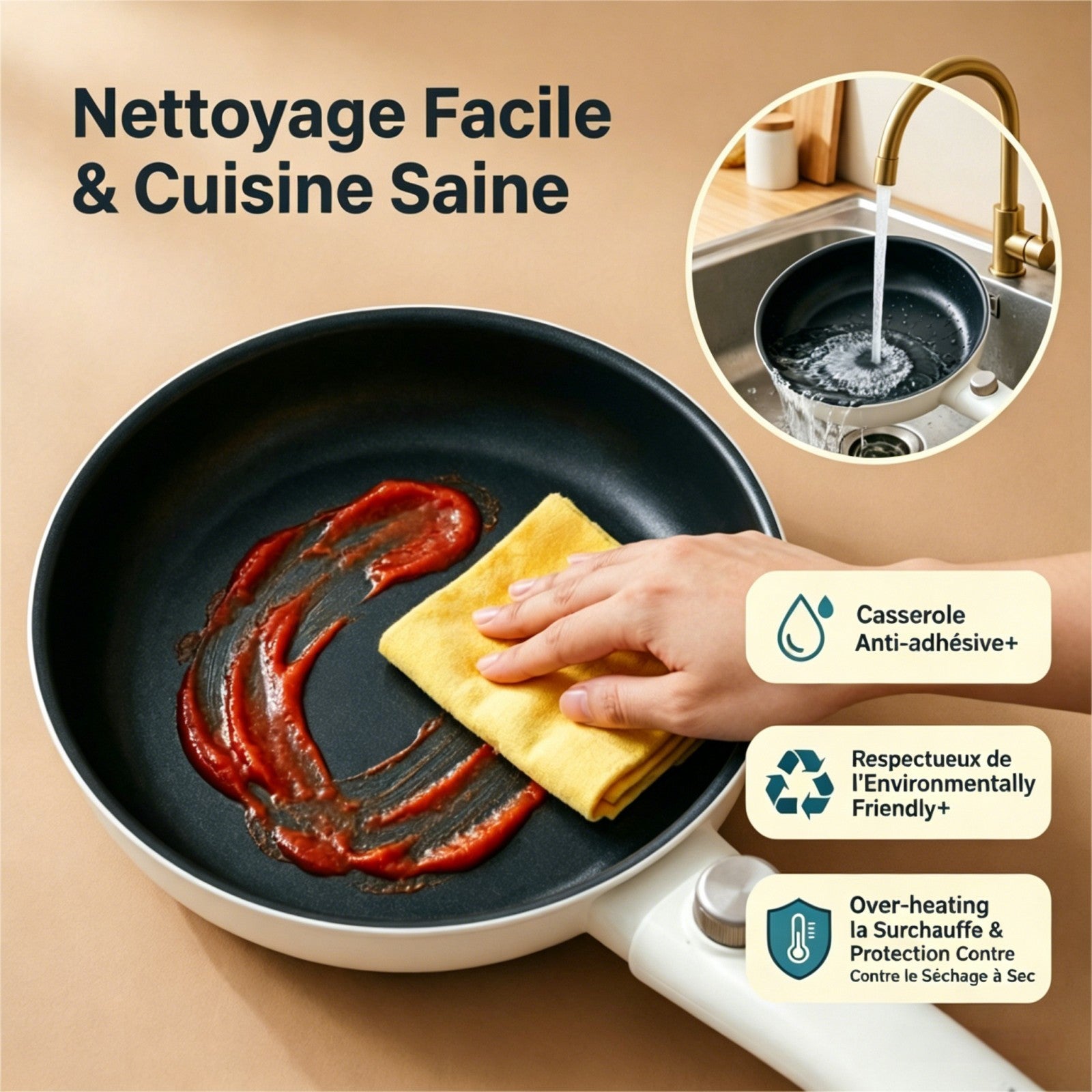 IAGREEA Cuiseur à ramen rapide amélioré, marmite électrique multifonction 2,3 L 1600 W, sauteuse antiadhésive avec réglage de puissance pour steak, œuf, riz frit, flocons d’avoine
