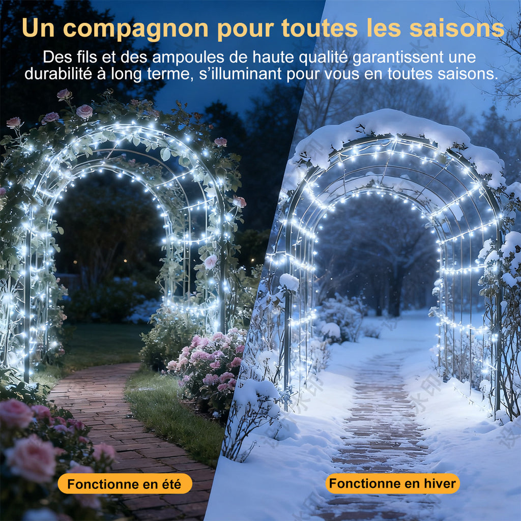 VIVREAL IL-CSL-BB01 Lot de 2 guirlandes lumineuses solaires en fil de cuivre 120 LED multicolores, étanche, pour extérieur - 12 m