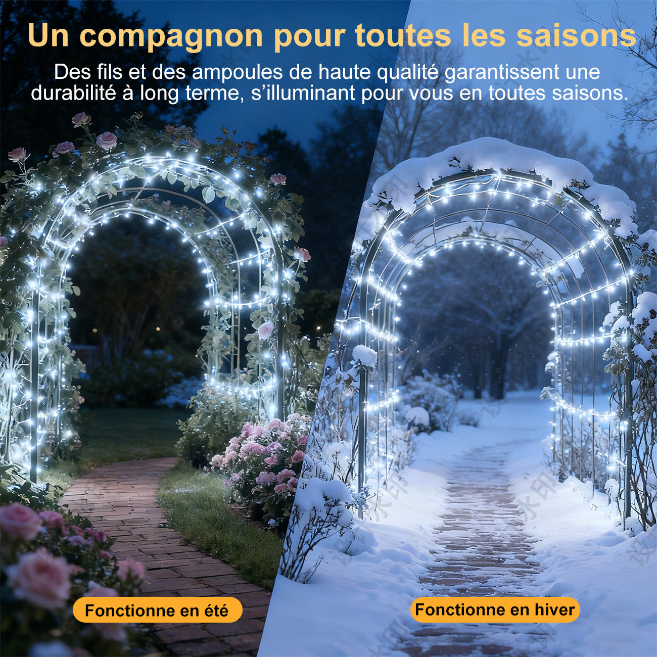 VIVREAL IL-CSL-BB01 Lot de 2 guirlandes lumineuses solaires en fil de cuivre 120 LED multicolores, étanche, pour extérieur - 12 m