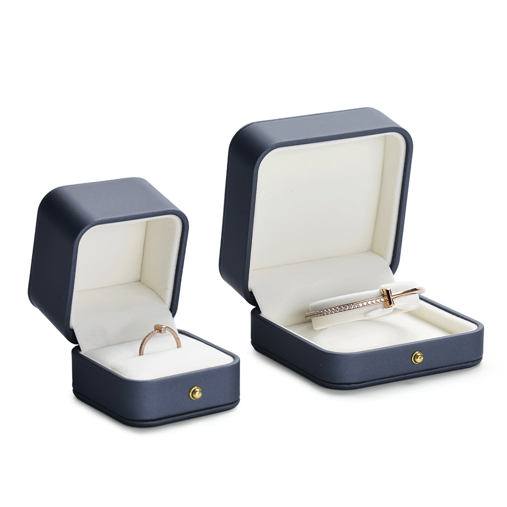Oirlv boîte de rangement pour bague et pendentif en cuir haut de gamme bleu acier, présentation de bijoux