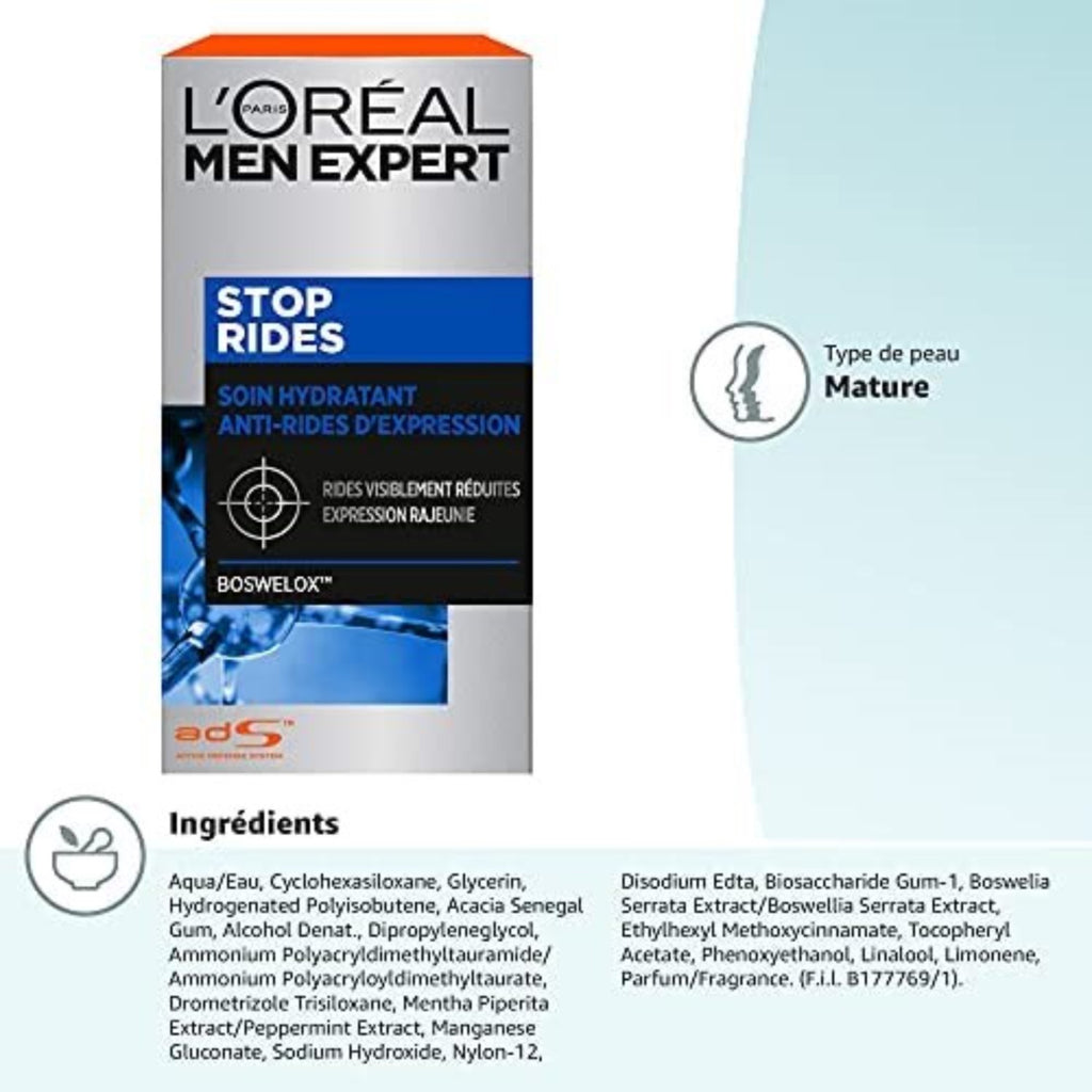 L'Oréal Paris Men Expert Stop Rides Soin Hydratant Anti-Rides d'Expression 50ml