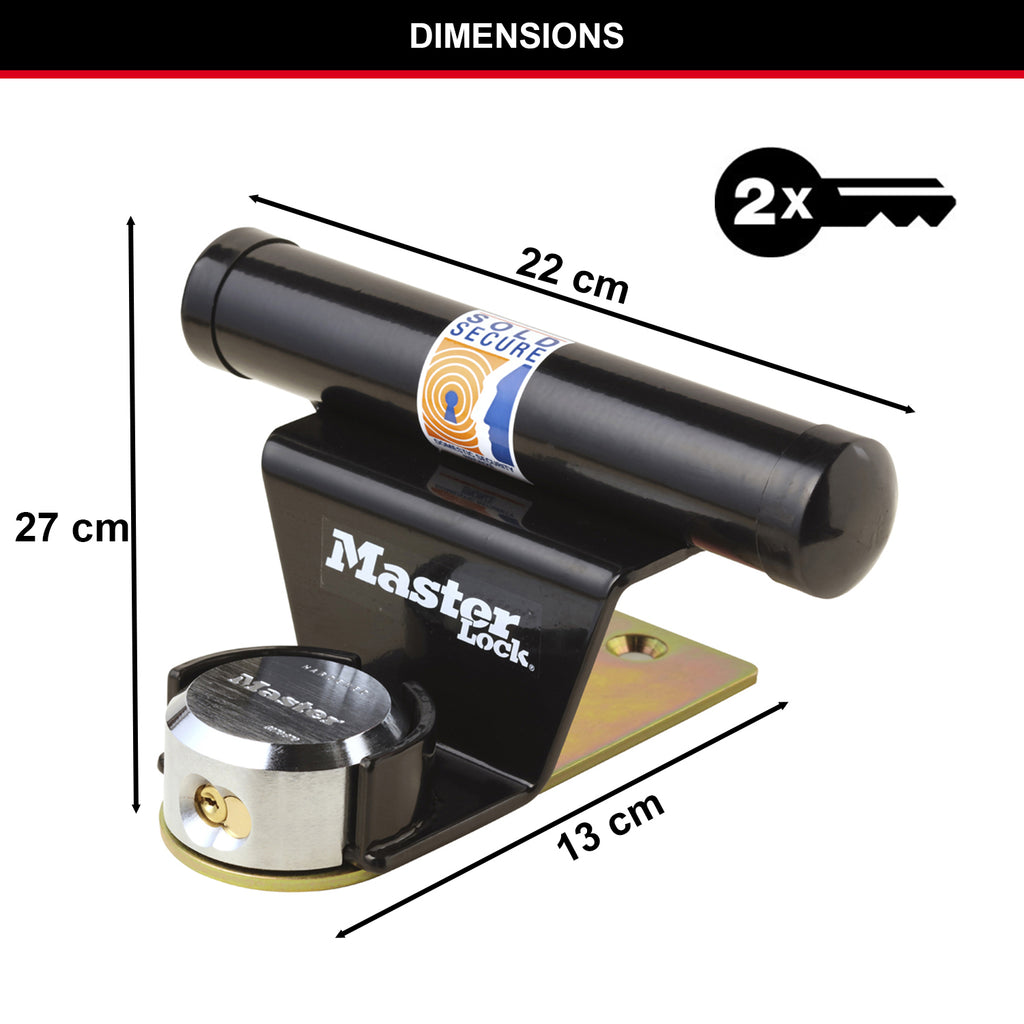 Master Lock Serrure de porte de garage certifiée, Sold Secure et Secured by Design, avec clé, pour usage extérieur, 130 x 270 x 225 mm