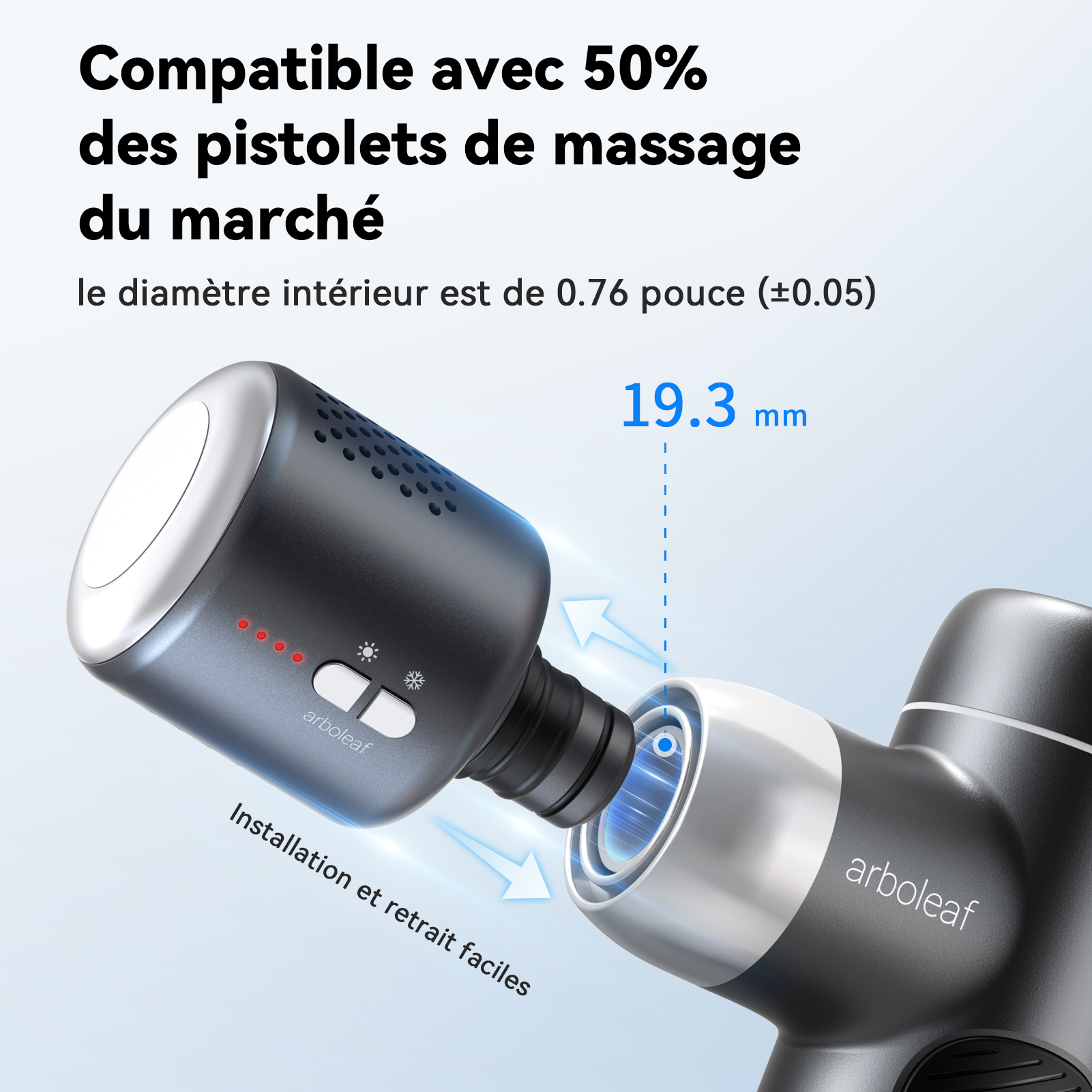 Accessoire de tête de massage pour pistolet à fascia à compresse chaude et froide Arboleaf CMA20A - Tête de massage à compresse chaude et froide adaptée aux pistolets à fascia