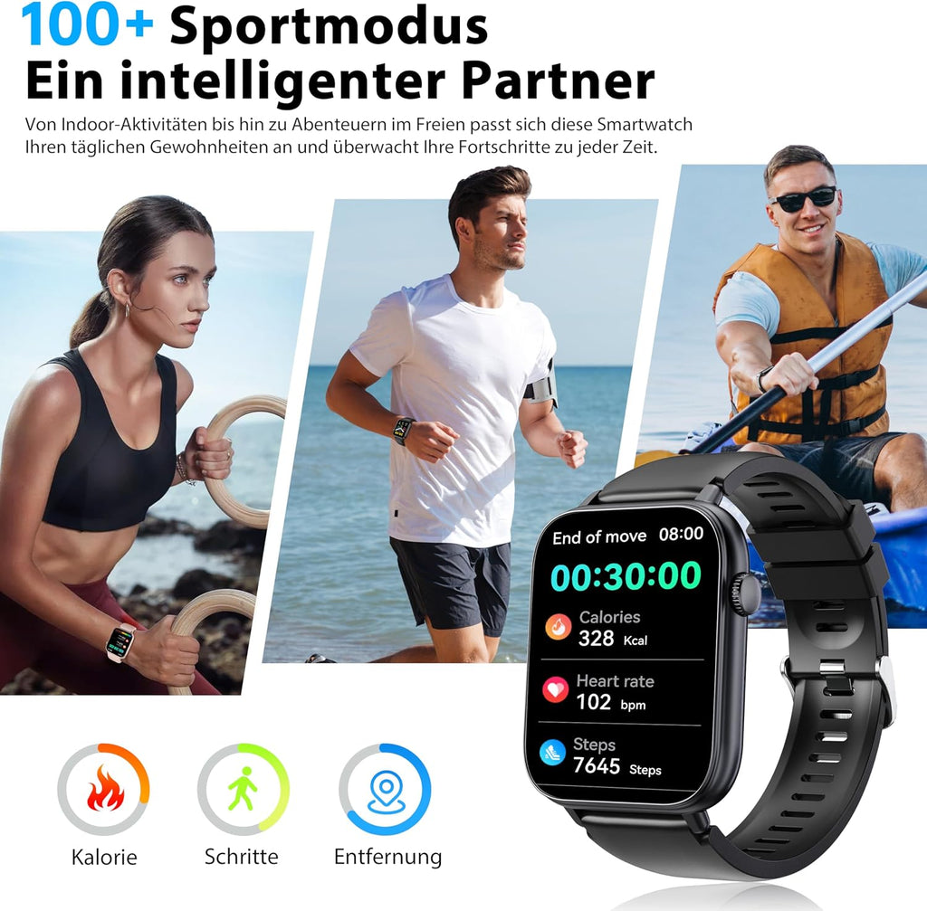 Montre connectée OUKITEL V3 noire-1,83" HD homme femme appel Bluetooth IP68 SpO2 cardio 100+ modes sportifs Android iOS