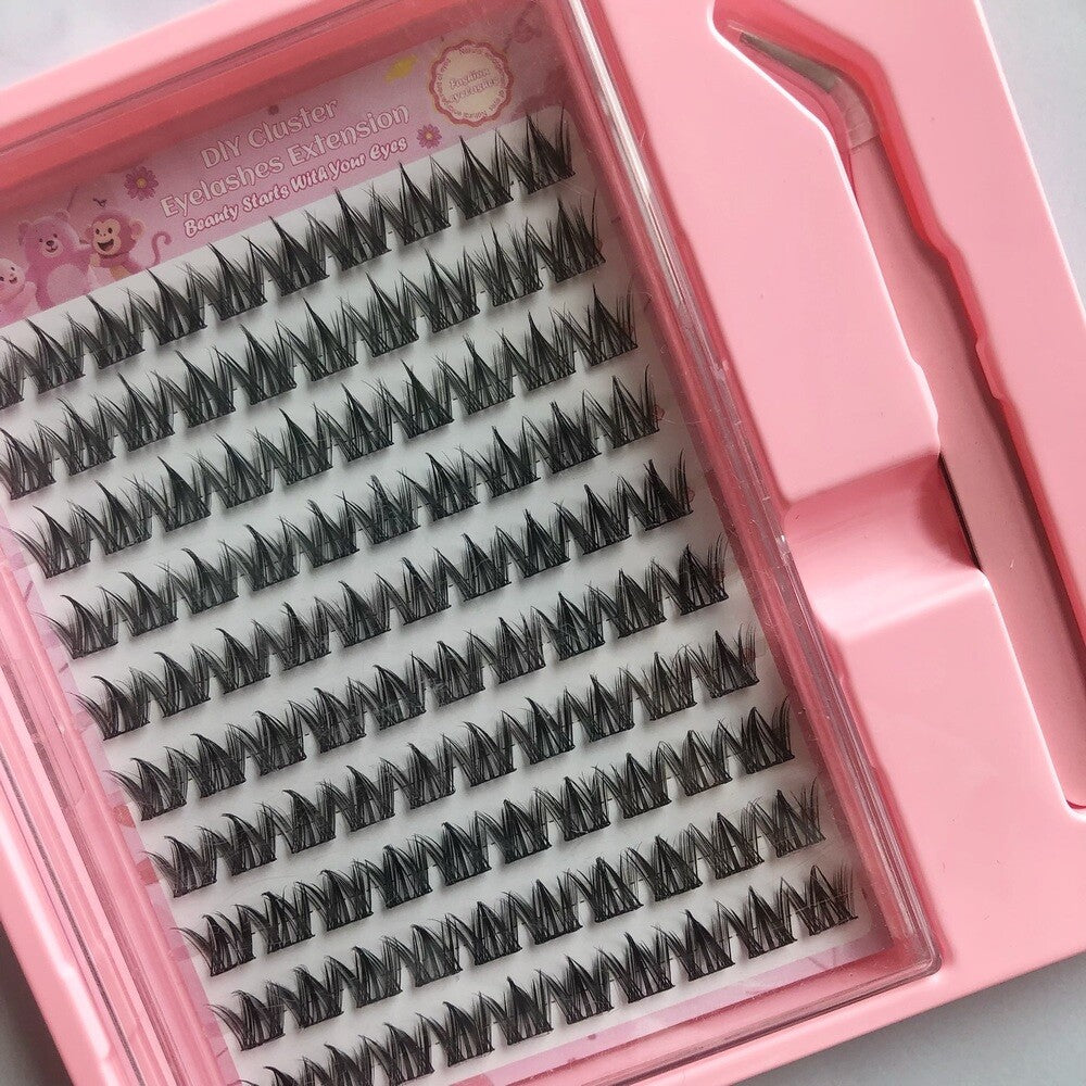 MEOMAGIC Kit de faux cils précolés avec pinces à épiler, 10 lignes - F55