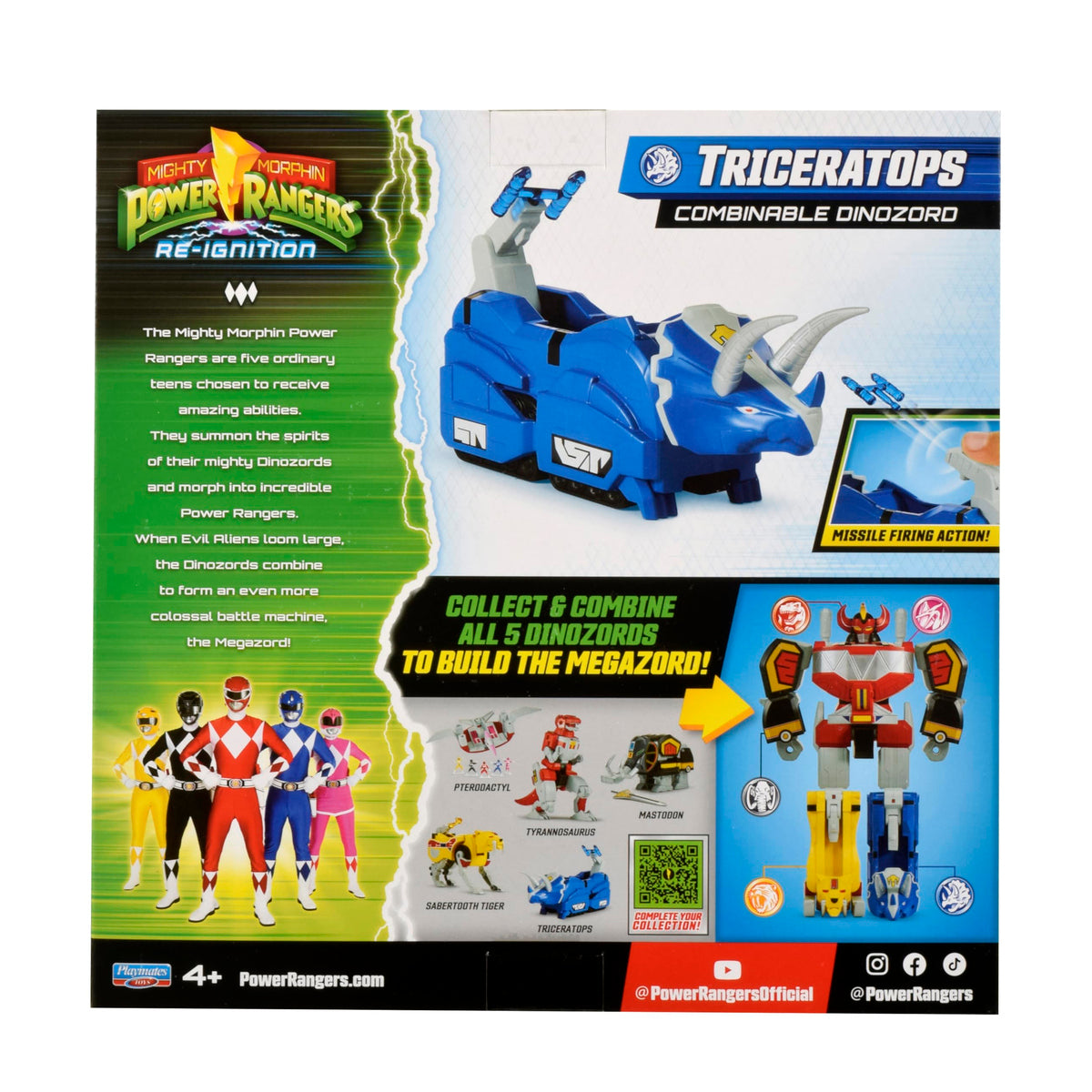 POWER RANGERS Collection Megazord Figurine Articulée et Combinable Zord 20 cm - Tricératops Dinozord