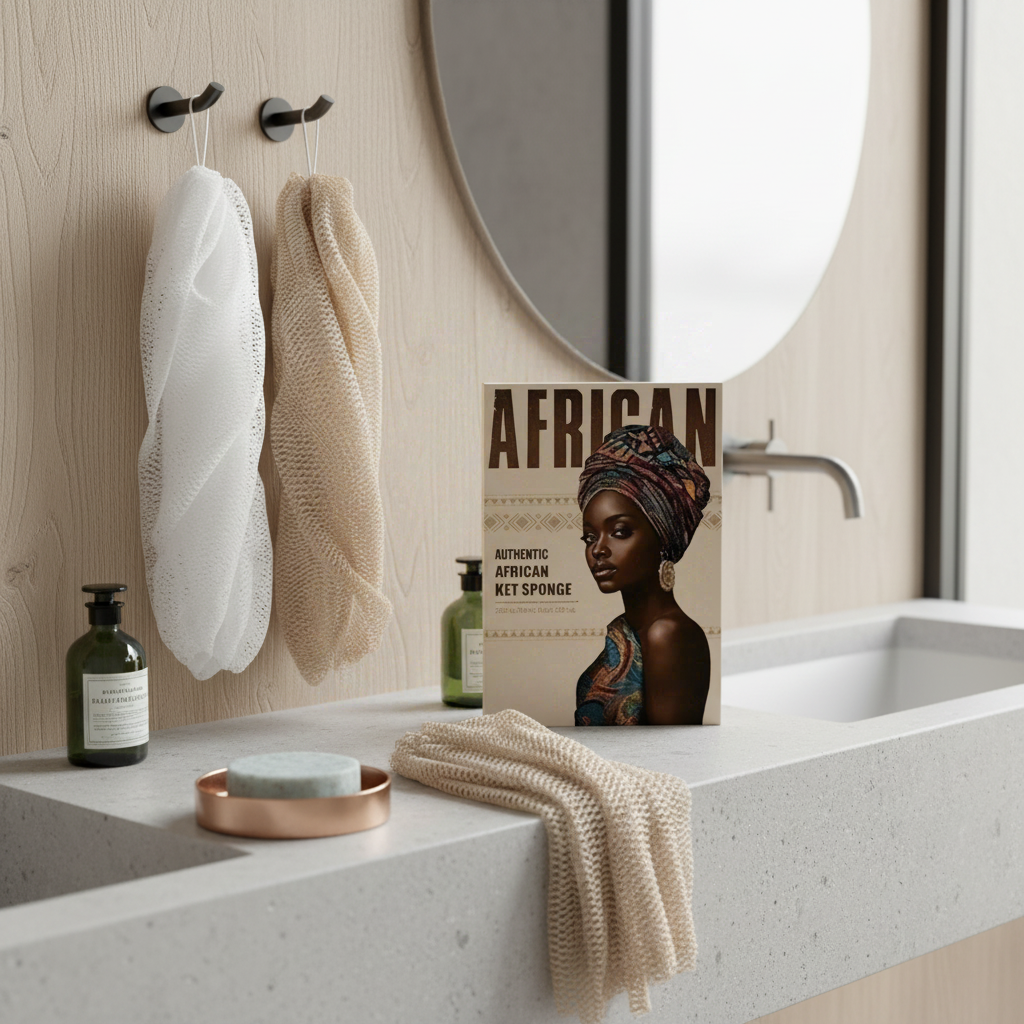 Kit générique d'éponge filet africaine marron avec cordon 90 g