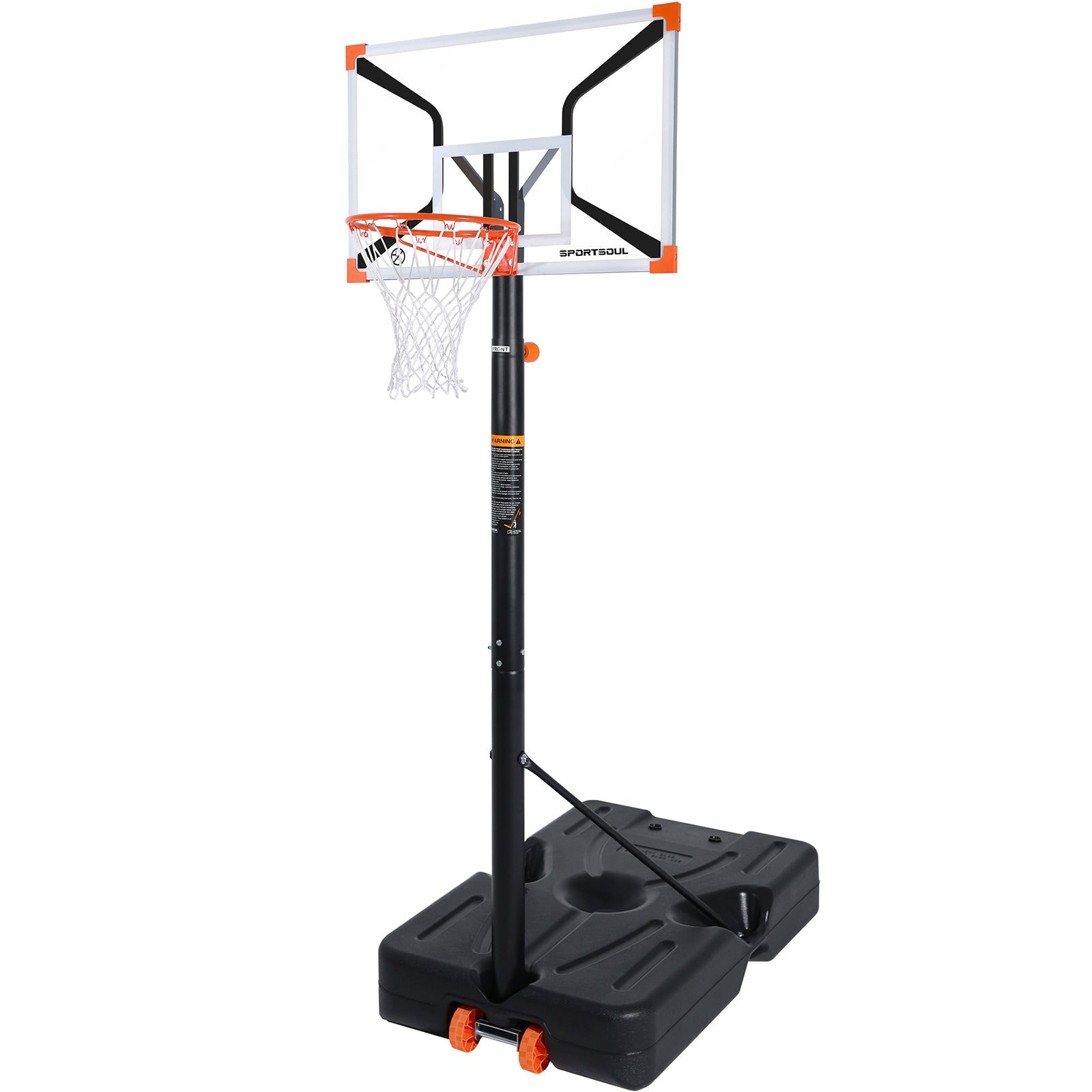 SPORTSOUL Série X Panier de basket-ball d'extérieur portable et réglable - Panneau de basket-ball en PC incassable de 44 pouces - Assemblage en 60 minutes