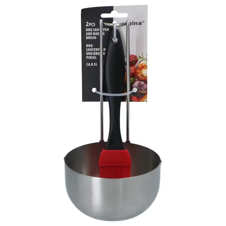 Alpina Casserole à sauce et pinceau pour barbecue 2 pièces