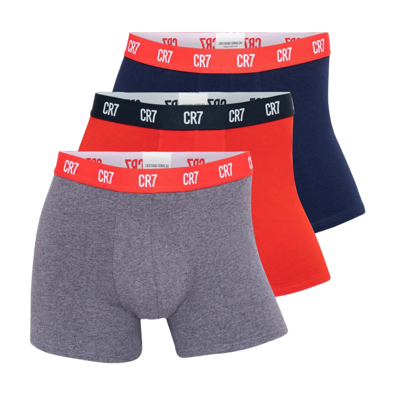 CR7 Lot de 3 boxers Gris/Orange/Bleu marine