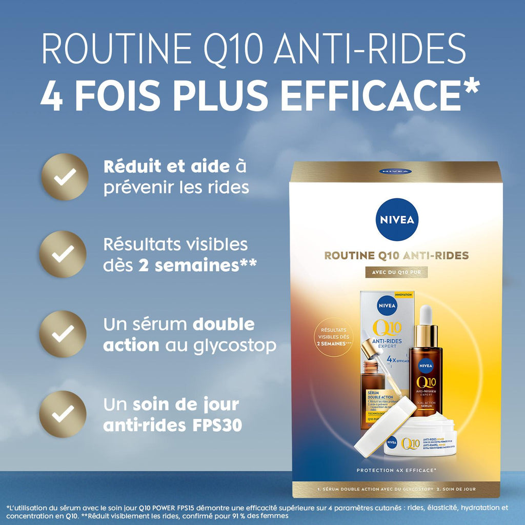 NIVEA Coffret Duo Visage Q10 Anti-Rides Expert Sérum Double Action + Soin Jour SPF30