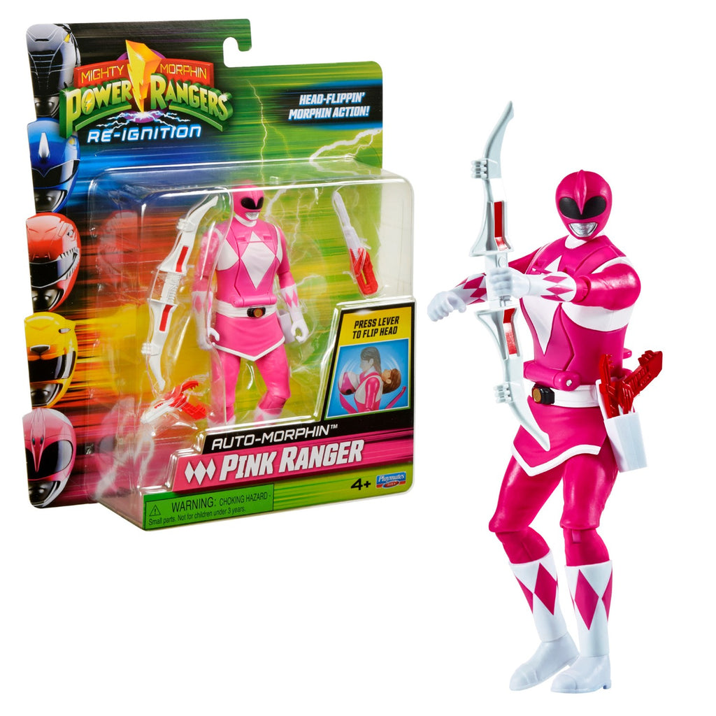 POWER RANGERS Power Ranger - Auto-morphin, Figurine articulée 2-en-1, 15 cm, Ranger Rose - Kim, Pour les enfants dès 4 ans, PWG075