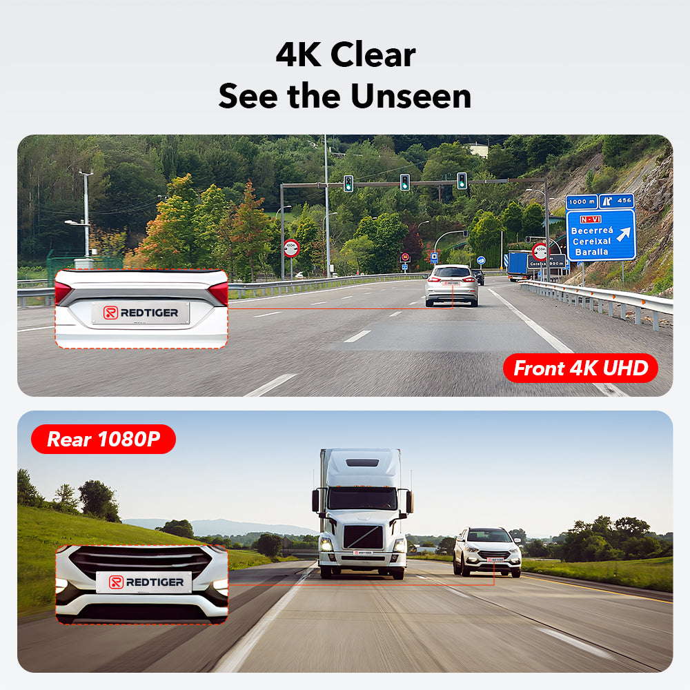 REDTIGER Dashcam pour Voitures, Dashcam Caméra de Voiture 4K Full HD, Dashcam Écran IPS 3,16”, Dashcam Wi-Fi GPS Intégré, Vision Nocturne, Enregistrement en Boucle, Véhicule