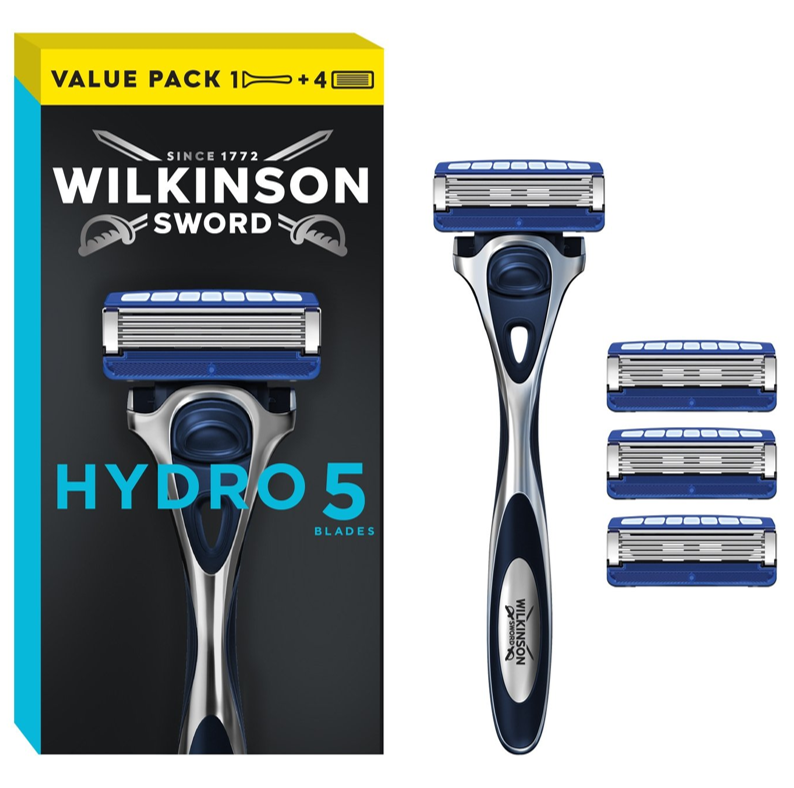 Wilkinson Sword Hydro 5 Rasoir classique pour homme 5 lames, lot de 1 rasoir et 4 lames de rechange