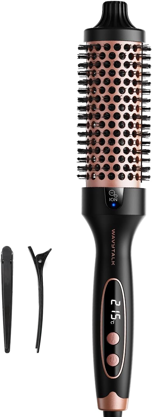 Wavytalk Brosse thermique, Brosse ronde chauffante ionique pour brushing, pour des cheveux plus lisses et plus brillants, facile à utiliser et moins de dommages, corps de 38 mm