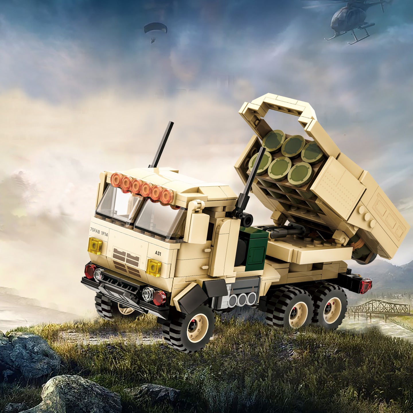 WANGE M142 Lance-roquettes Himars 457 Pièces Ensemble de Blocs de Construction pour Bricoleurs