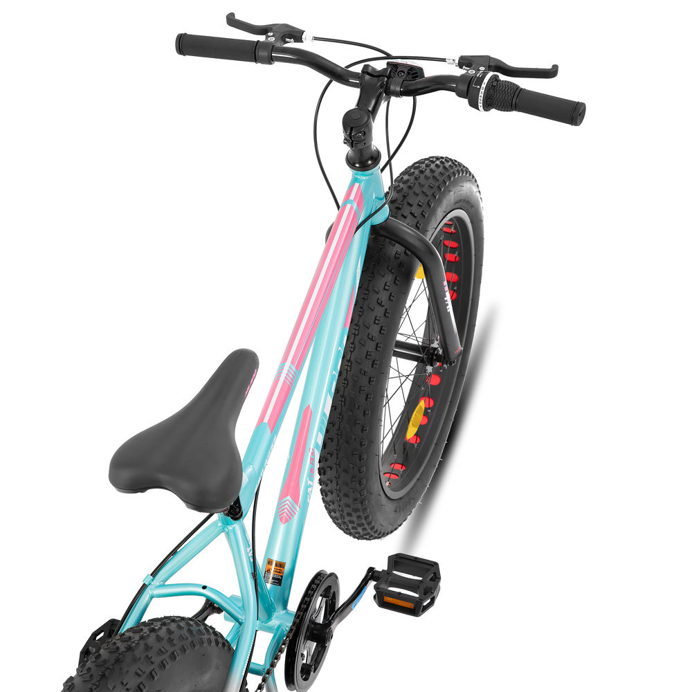 Hanland Roon VTT pour enfants avec 7 vitesses Shimano, double frein à disque et pneus larges 60 cm - Vert