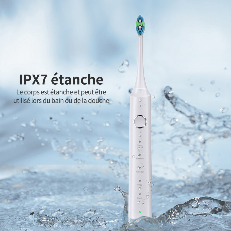Rushi R-C32 Brosse à dents électrique, Tête de brosse sans cuivre, Étanche IPX7, Blanc