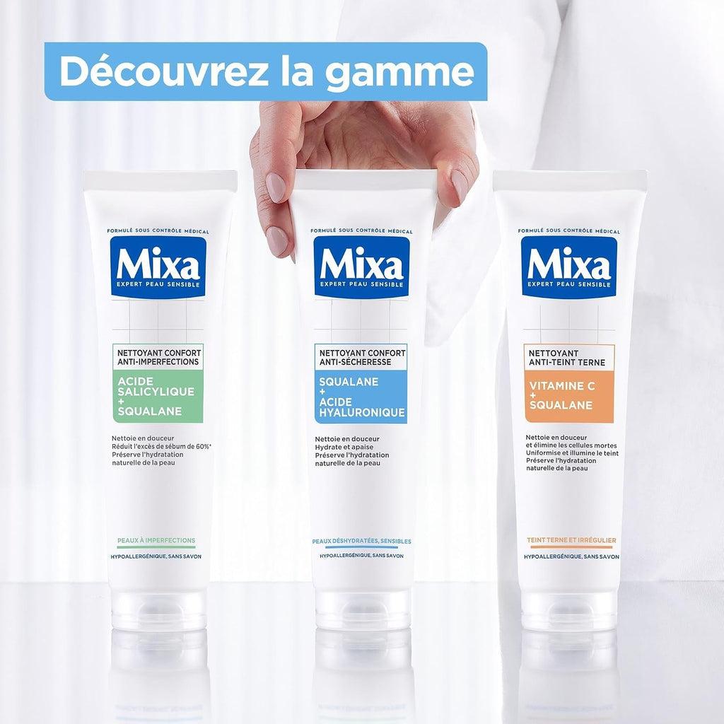 Mixa Comfort Nettoyant Anti-Sécheresse au Squalane et à l'Acide Hyaluronique, 150 ml