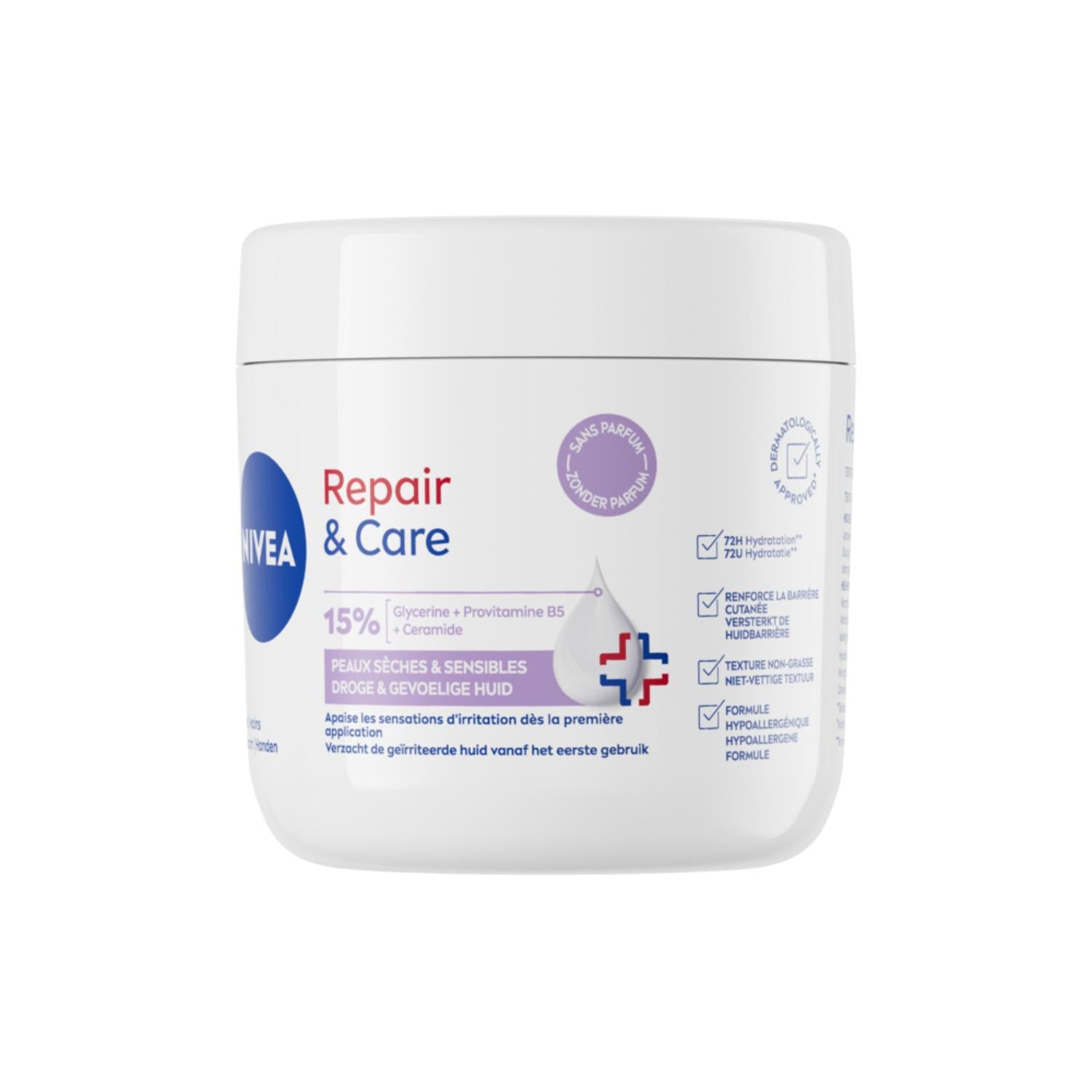 NIVEA Repair & Care Crème multi-usages peaux sensibles Pot 400 ml