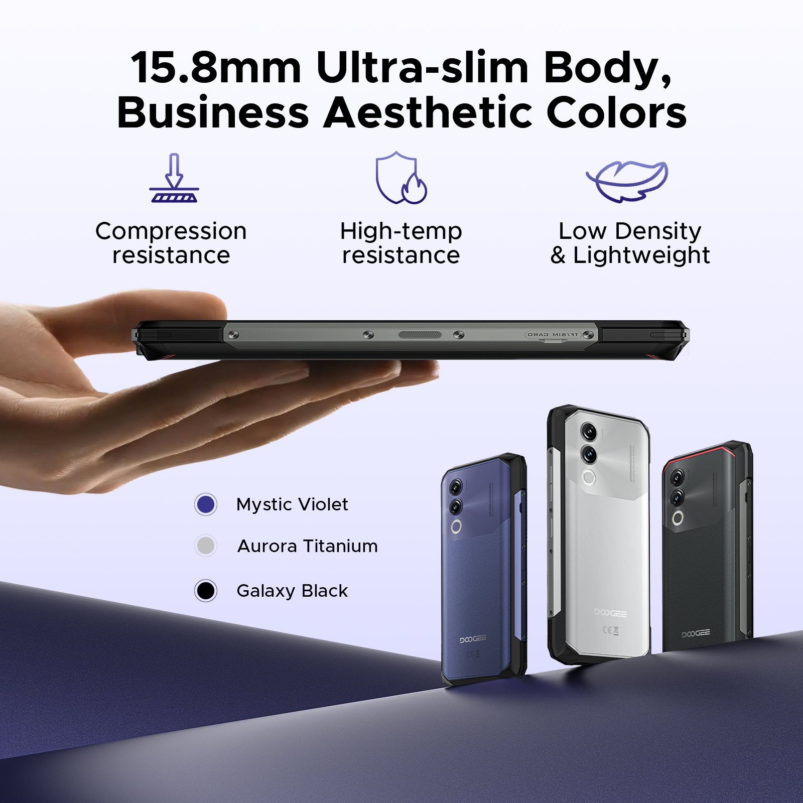 DOOGEE Blade 20 Smartphone Rugged, Android 15, Batterie 10300 mAh, Écran IPS HD+ 90 Hz 6,6", 20 Go RAM + 128 Go ROM, Caméra IA 16 MP, Triple Emplacement SIM, Double SIM Débloqué, NFC