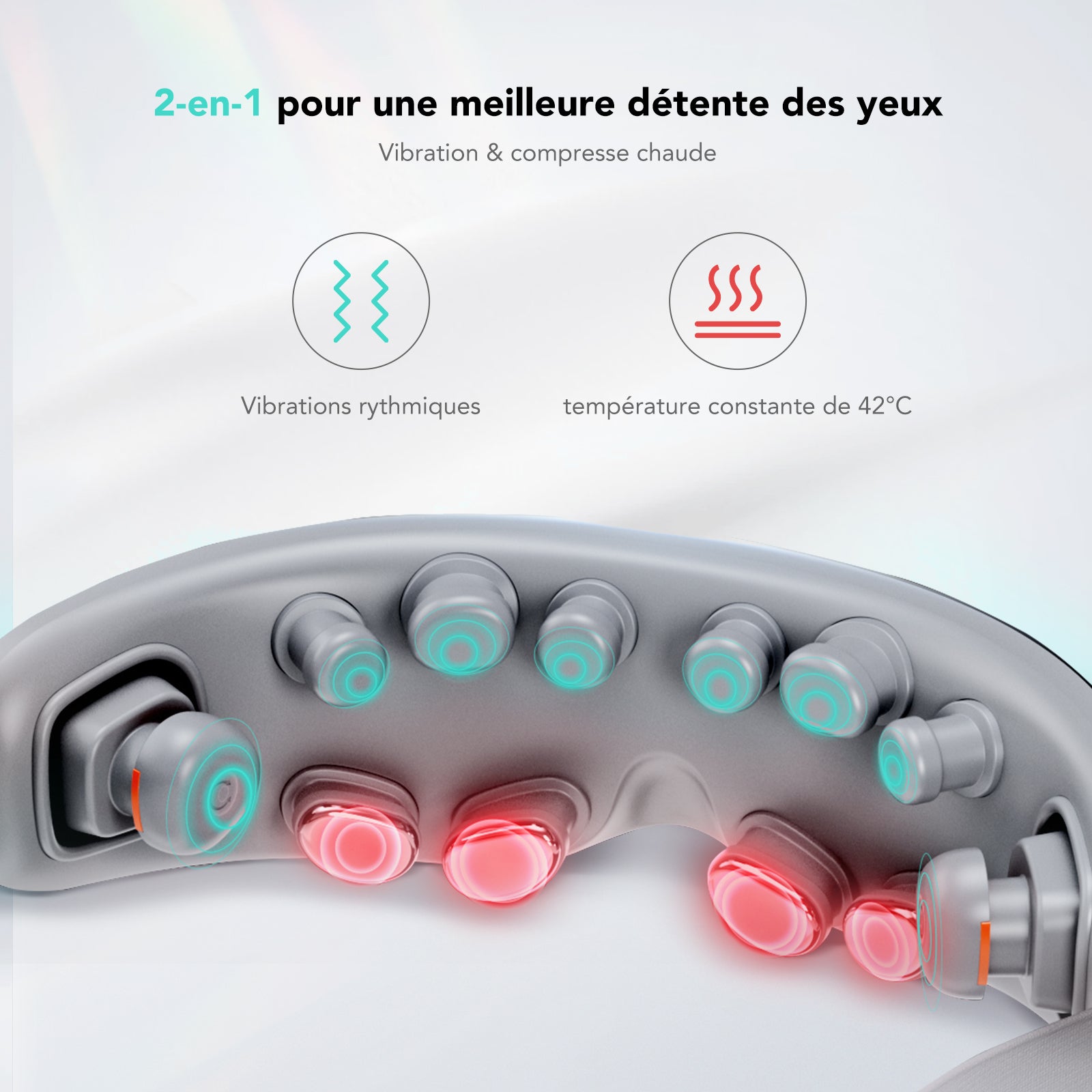 SKG E7-EN Masseur oculaire chauffant vibrant 2-en-1 avec mode musique Bluetooth et compresse chaude, Cadeau pour amoureux