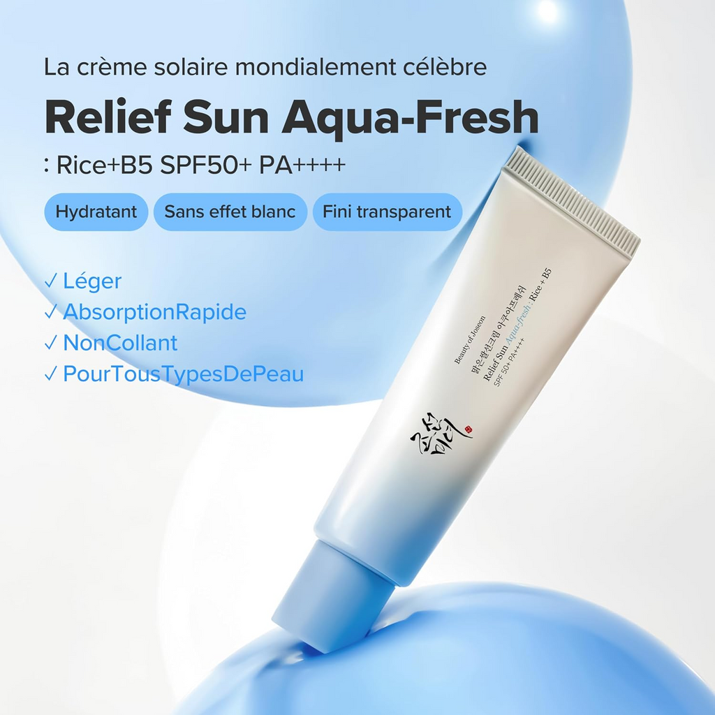 Beauty Of Joseon Sun Relief Aqua-Fresh Crème solaire au riz et vitamine B5, SPF 50+ - 50 ml