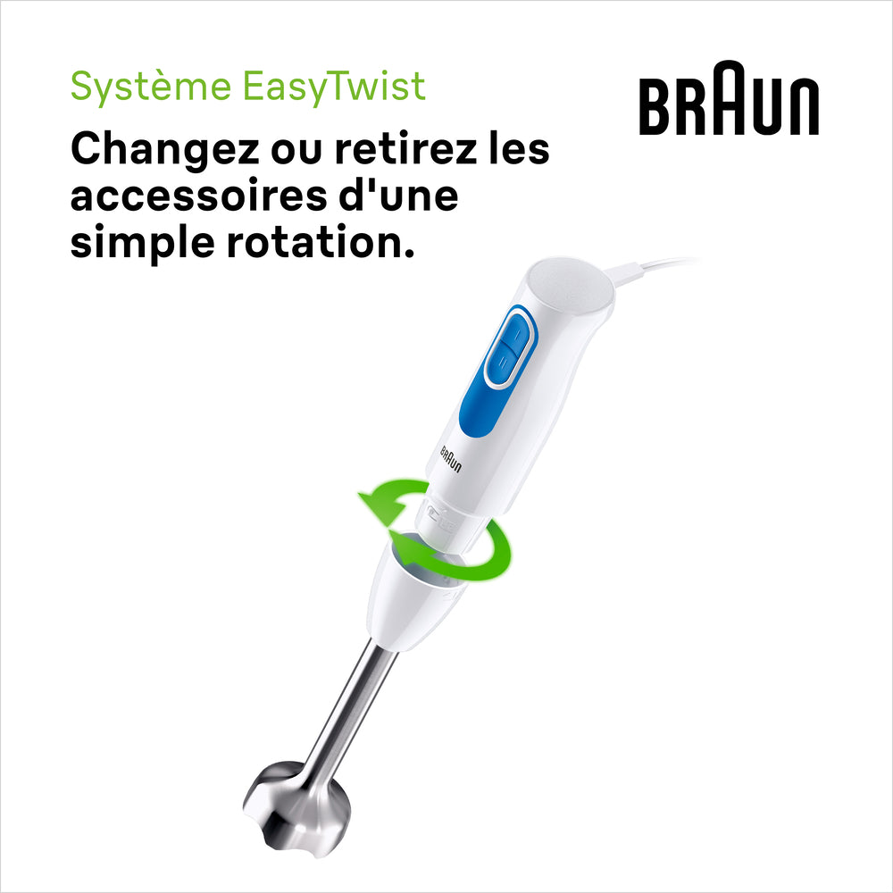 BRAUN MultiQuick 2, Pied Mixeur 600W, MQ20.236M, Blanc