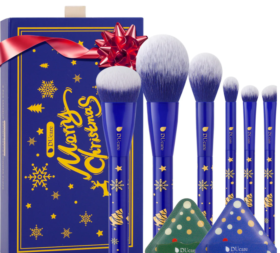 DUcare Set de 6 Pinceaux de Maquillage - Bleu Noël