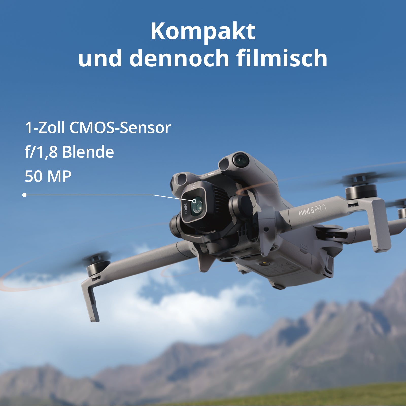 DJI Mini 5 Pro Pack Fly More avec DJI RC 2, certifié C0, drone 4K, capteur CMOS 1-pouce et détection d'obstacles