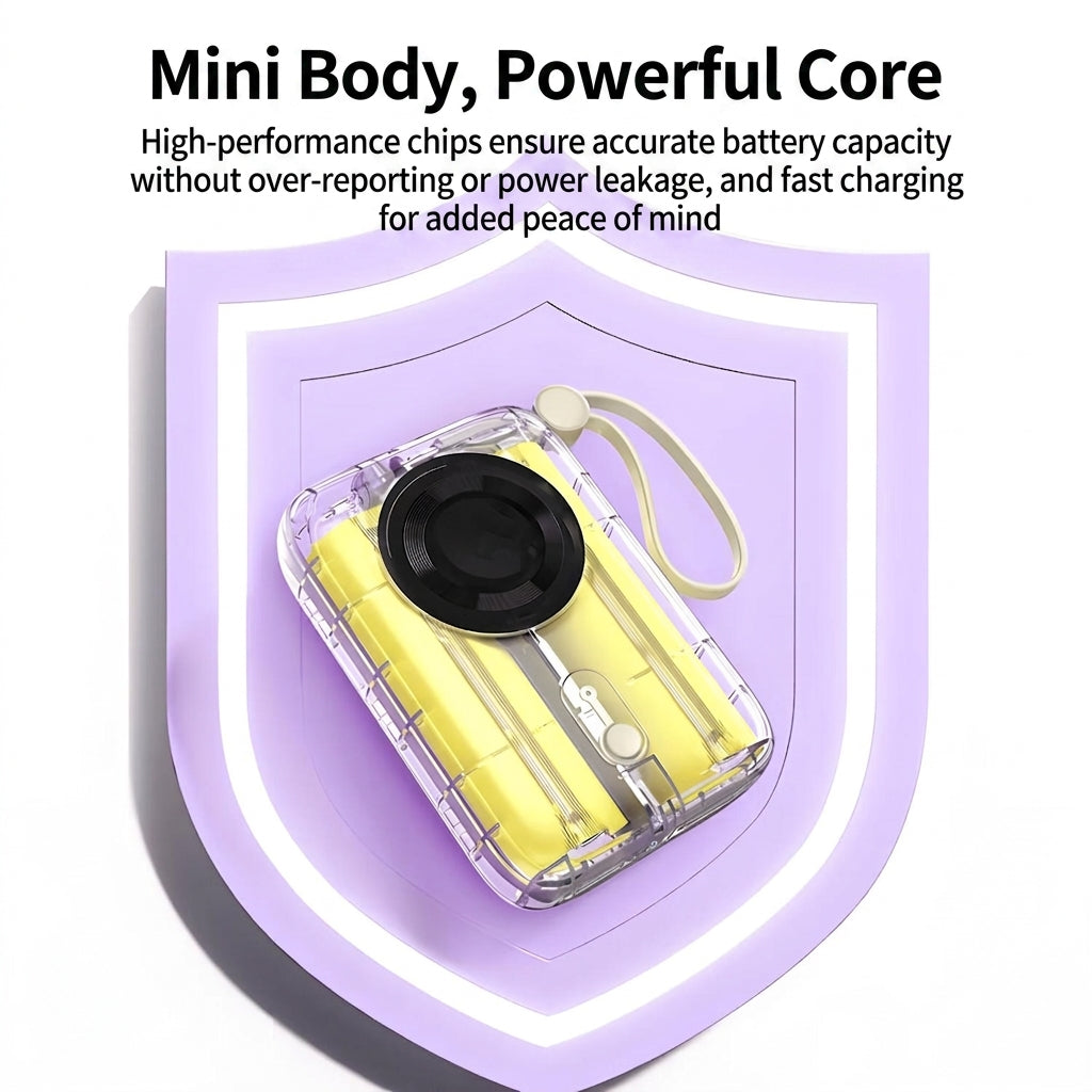 ochama Batterie Externe 10.000mAh, Charge Rapide 22,5W avec Double Câbles Intégrés, Affichage LED, Chargeur Portable Compact, Lightning/USB-C/USB-A, Compatible avec Apple