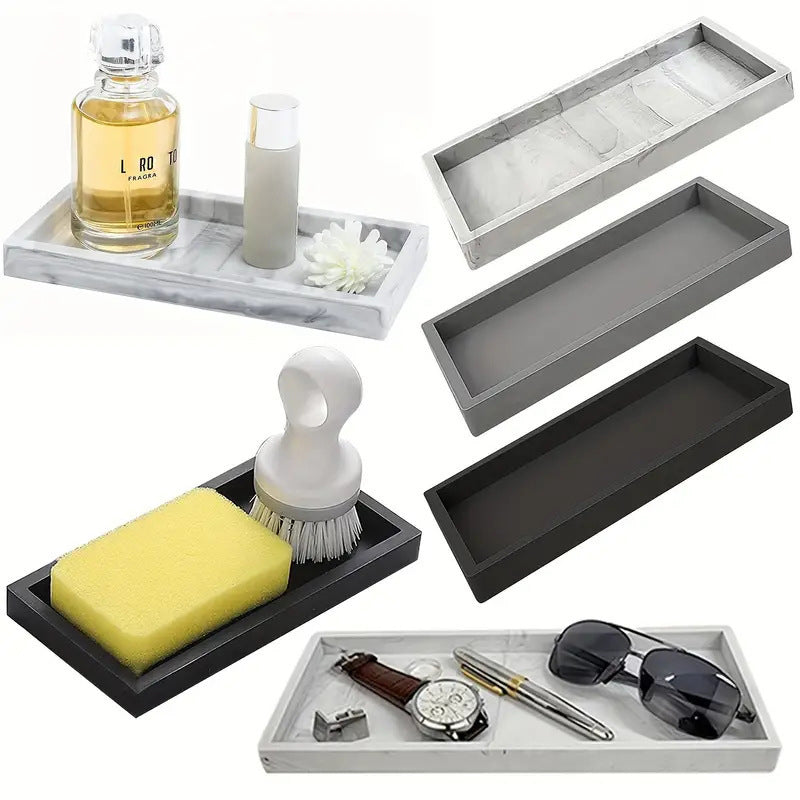 JORDAN&JUDY Lot de 2 plateaux en silicone motif marbre noir, texture haut de gamme, pratiques