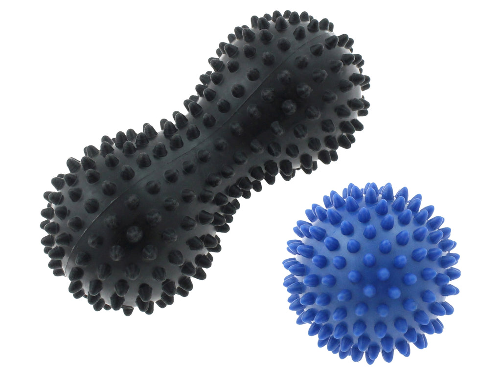 Lot de 2 balles de massage Balle à crampons d'une longueur de 14,5 cm, une balle à crampons d'un diamètre de 7,5 cm,