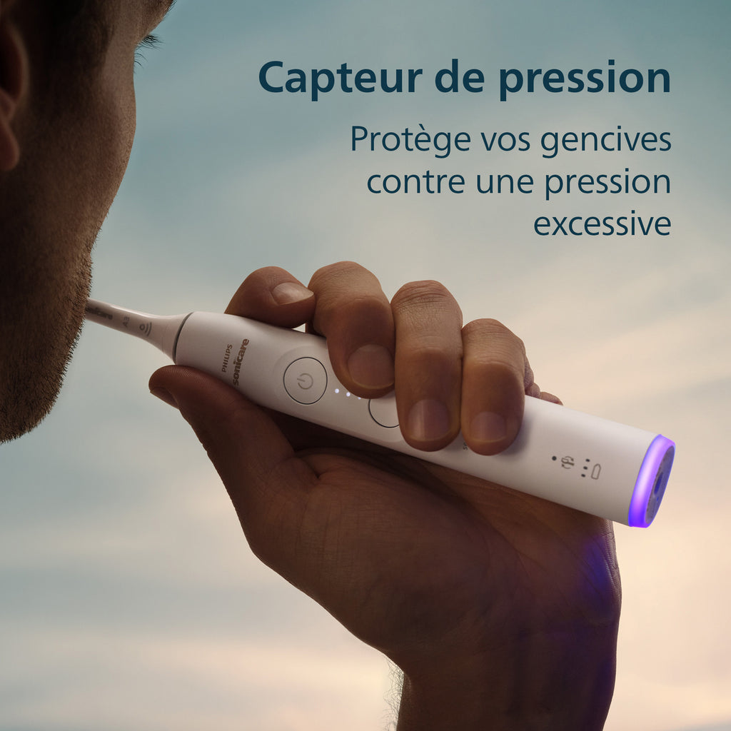Philips Sonicare Series 6500 HX7410/02 Brosse à dents électrique - technologie sonique nouvelle génération, capteur de pression, 3 modes, 3 intensités, application Sonicare - Blanc