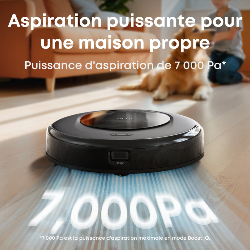 eufy Omni C20 aspirateur robot avec station tout-en-un, vidage automatique, fonction lavage et séchage, 7 000 Pa, design 8,5 cm, fonction essuyage, sécurité enfant
