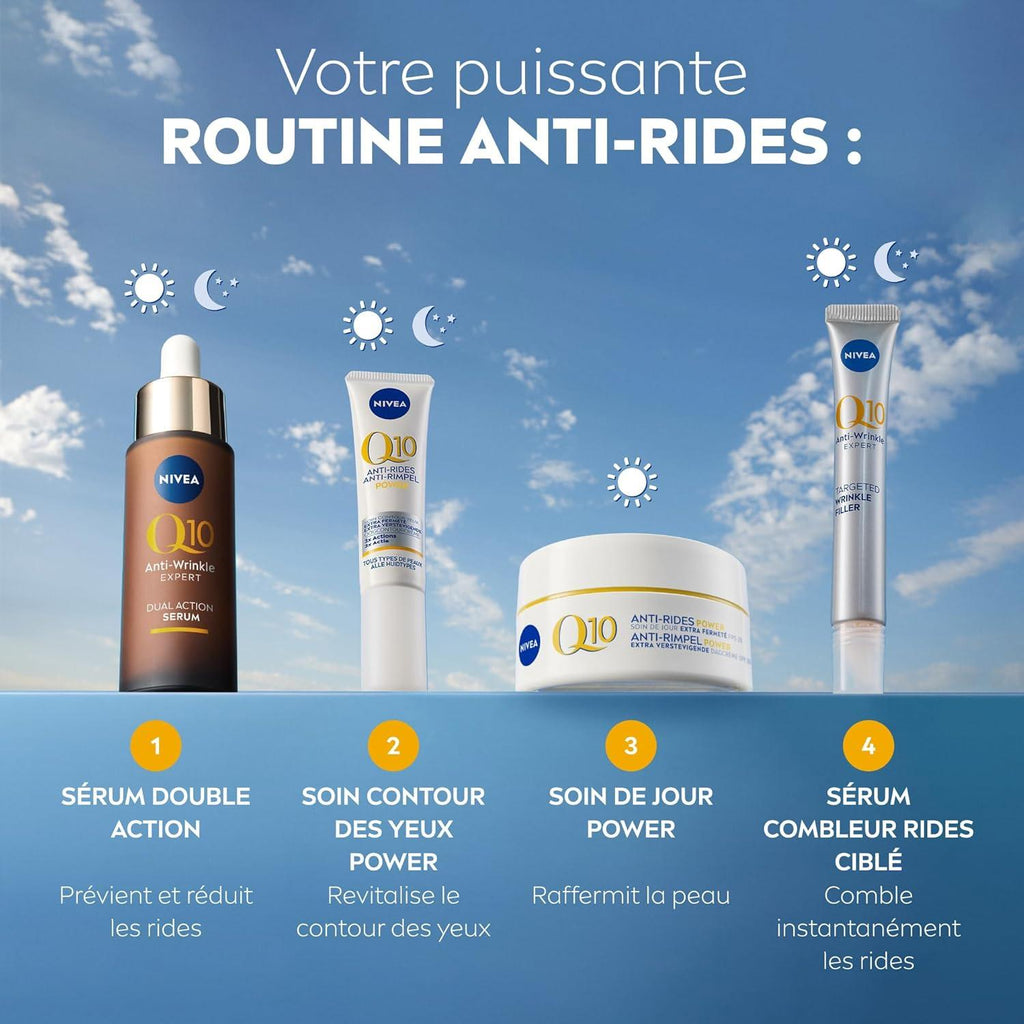 NIVEA Coffret Duo Visage Q10 Anti-Rides Expert Sérum Double Action + Soin Jour SPF30
