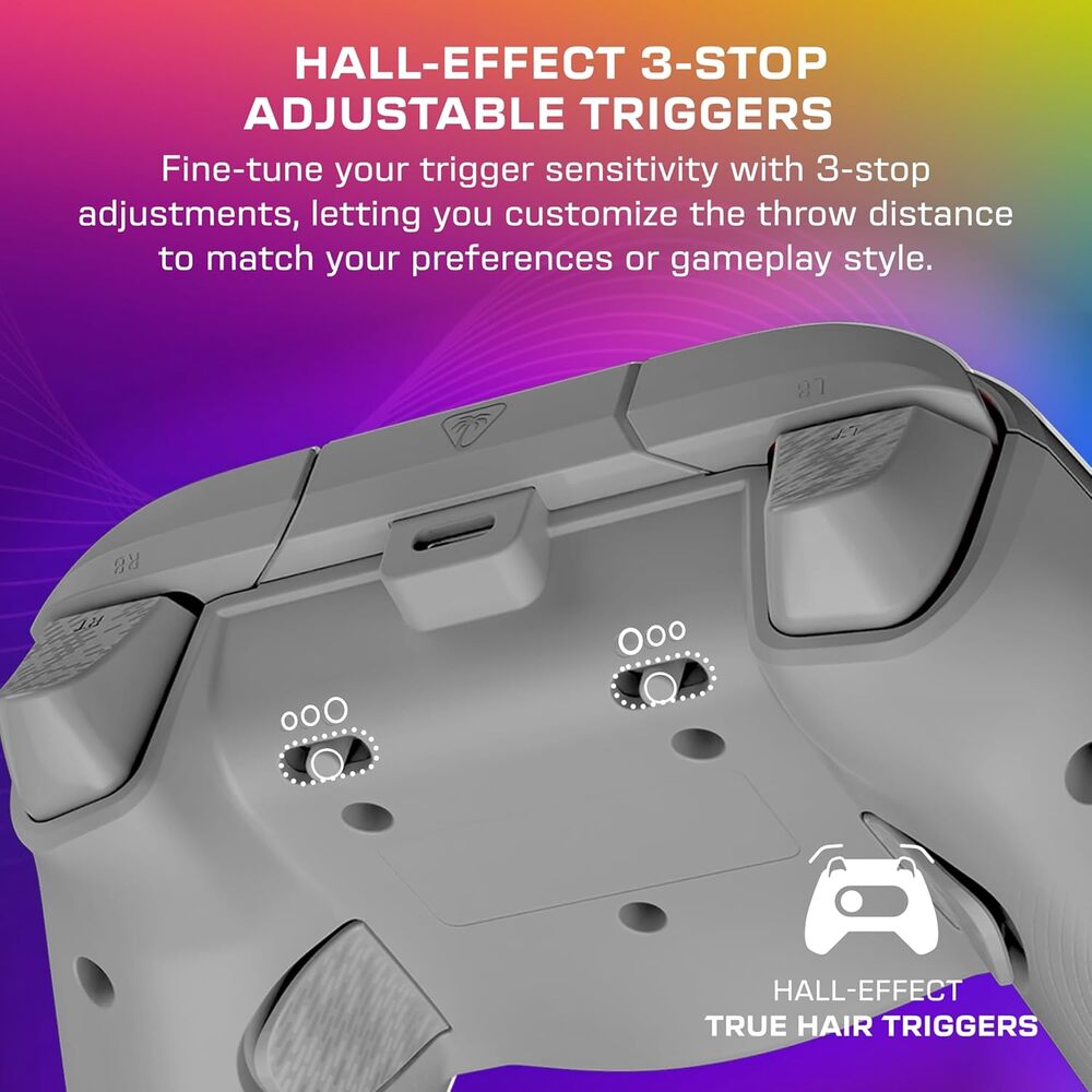 Turtle Beach Afterglow Wave Manette filaire Câble USB Éclairage RVB - Gâchettes à effet Hall & Boutons programmables - Xbox Series X|S, PC (Licence officielle Microsoft) - Gris