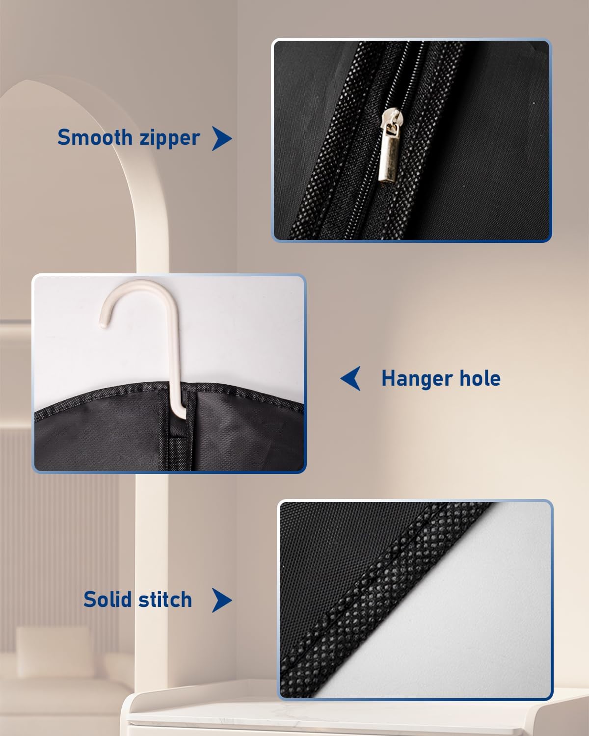 ANQI Lot de 4 Housses Premium pour Vêtements 2*100*60cm 2*120*60cm