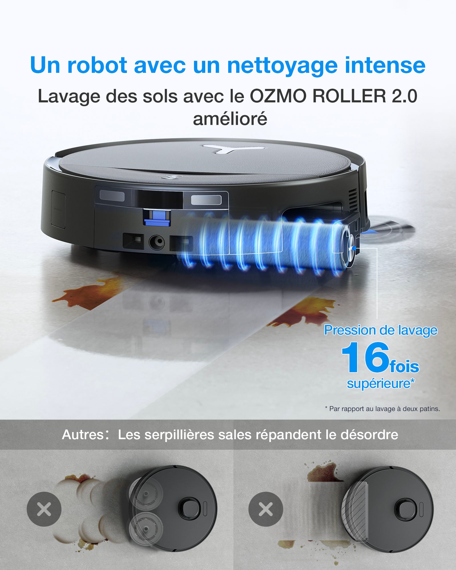 ECOVACS T80S Robot aspirateur-laveur (Noir) avec station OMNI tout-en-un, puissance d’aspiration jusqu’à 24 800 Pa, OZMO ROLLER 2.0 avec nettoyage extrême des bords TruEdge 3.0
