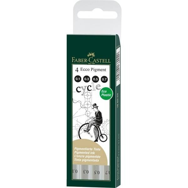 Faber-Castell Lot de 4 feutres fins Ecco Pigment - 0,1 / 0,3 / 0,5 / 0,7 mm