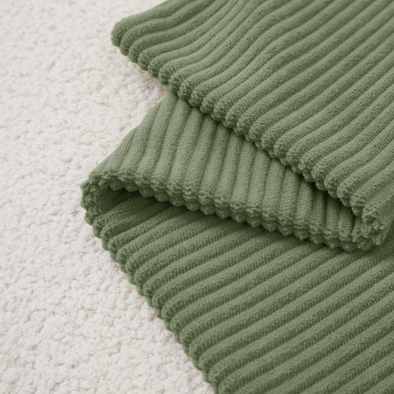 MEROPE, Housse de coussin en velours côtelé polyester, 50x50 cm, vert clair, 1 pack