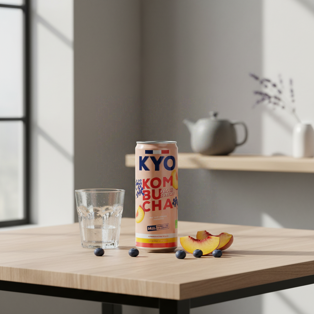 Kyo Kombucha bio pêche et baies de sureau 33 cl