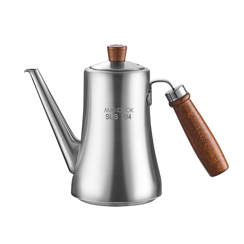 Maxcook bouteille pour huile d’olive et huile de cuisine en acier inoxydable 304 (33.8 onces/1000 ml) - bouteille à huile antifuite - poignée en bois de hêtre